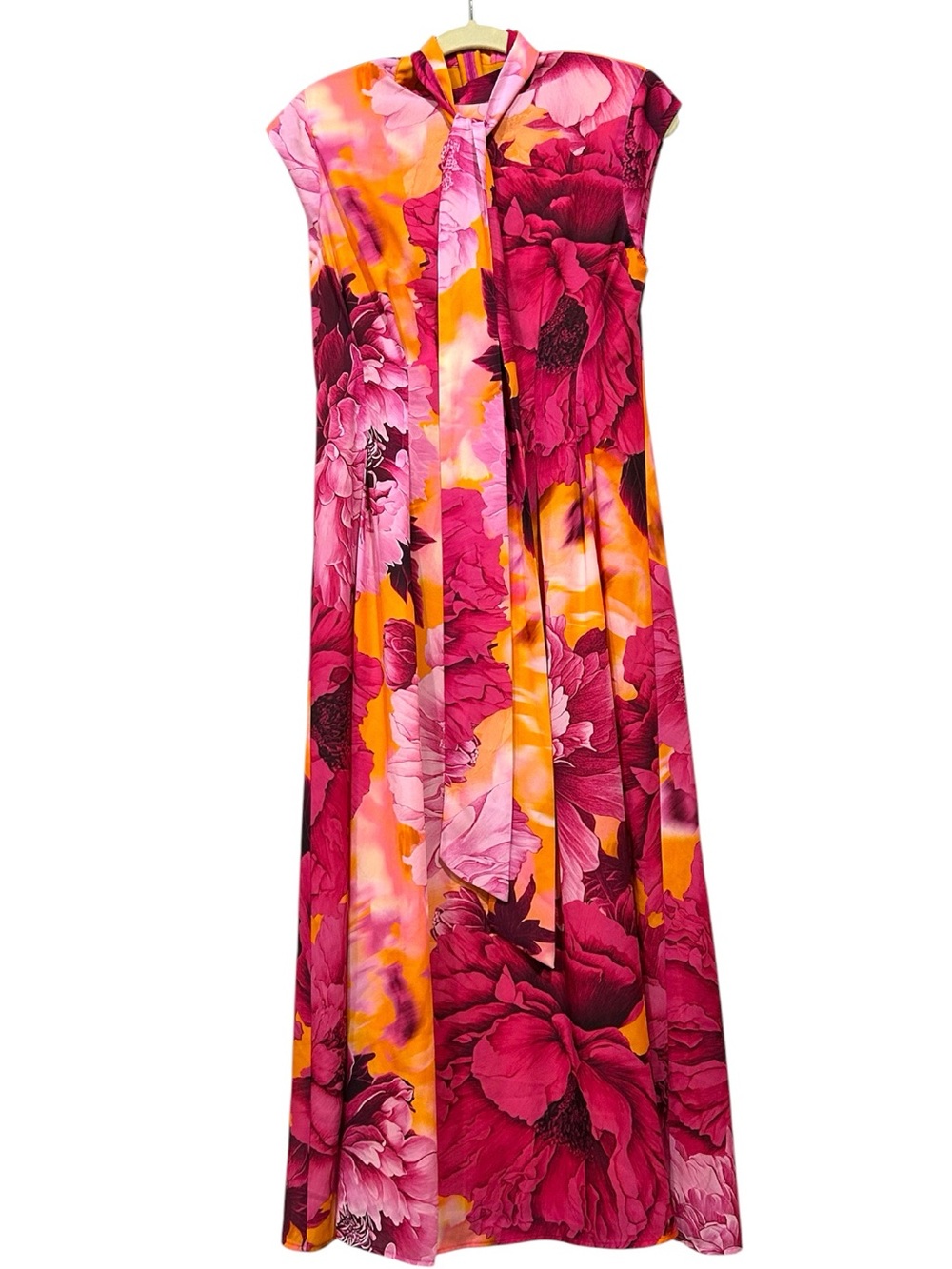 NWT Karen Millen Bold Abstract Floral Tie Neck All Occassion Summer Midi Dress 6 - Picture 4 of 13